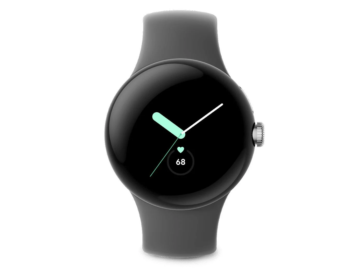 Google Pixel Watch polished silver stainless steel 41mm charcoal active band