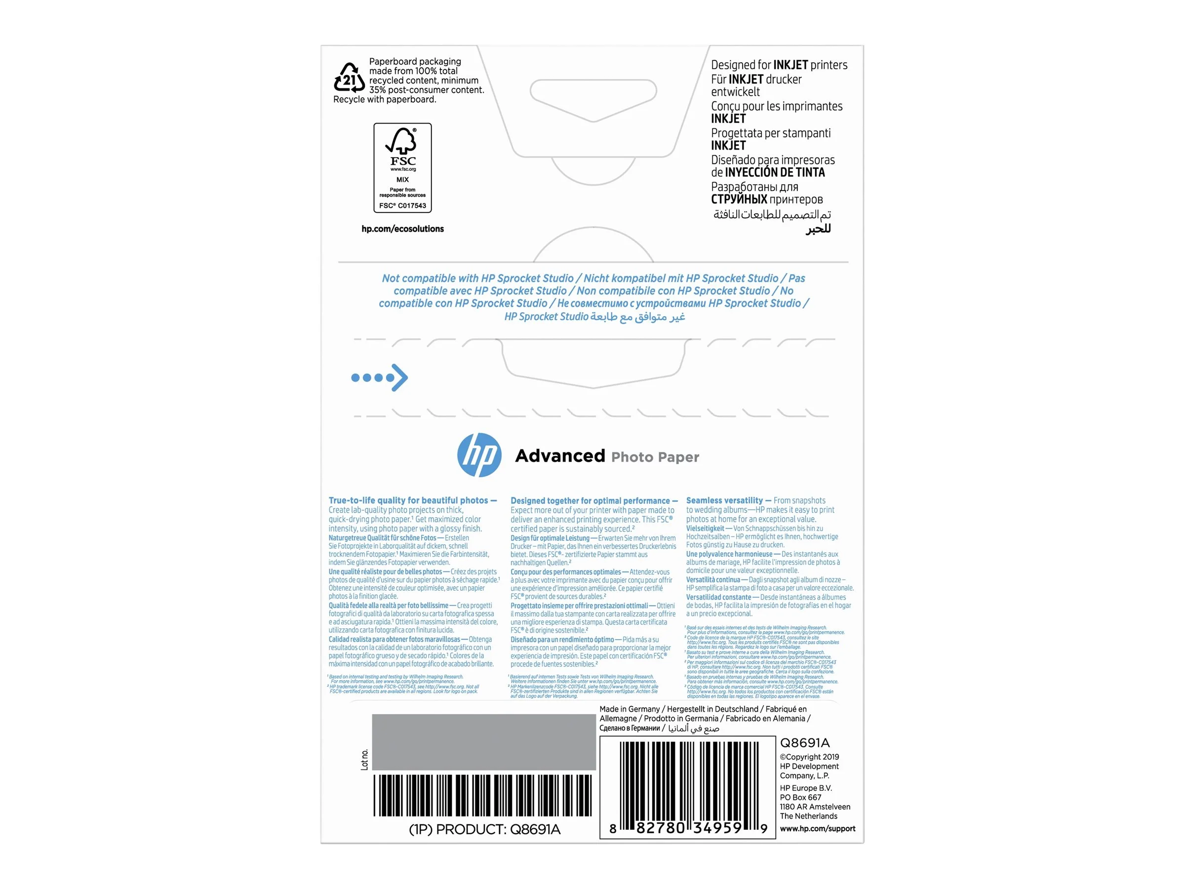 HP Advanced Fotopapier hochglaenzend