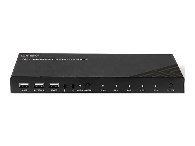 LINDY 4 Port HDMI 18G USB 2.0 Audio KVM