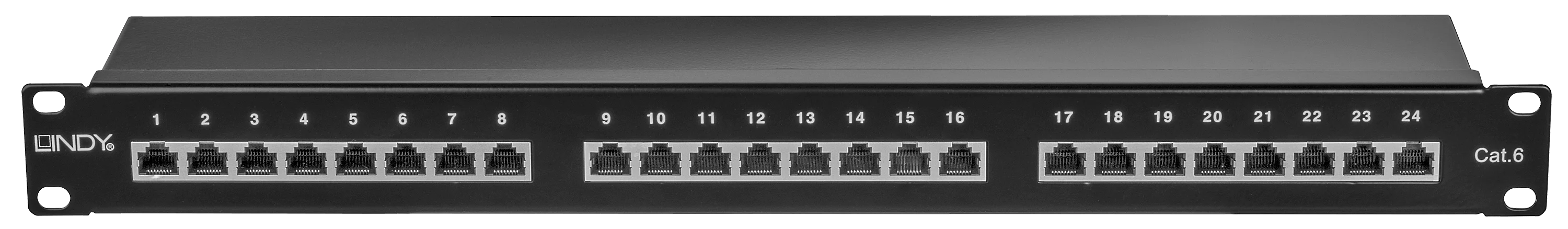 Cat.6 Patchpanel 24p STP 1HE Schwarz