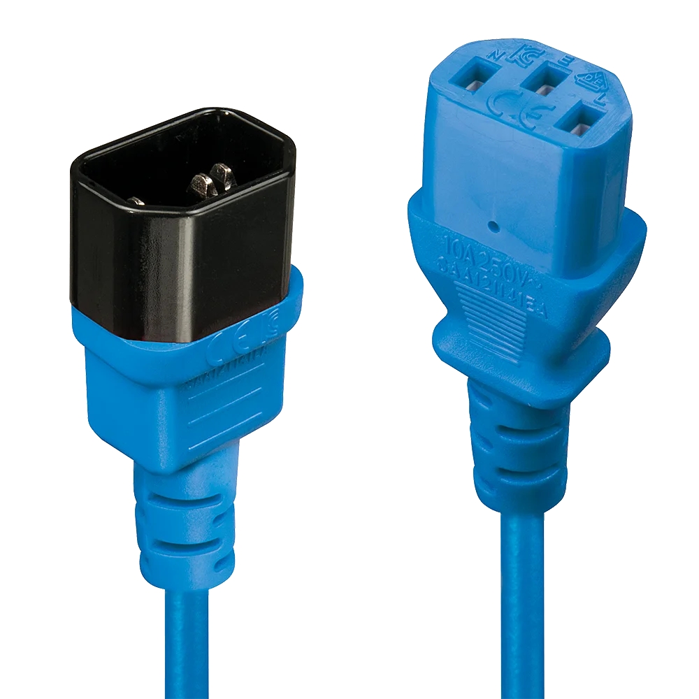 2m Netzverlängerungskabel C14 an C13, blau