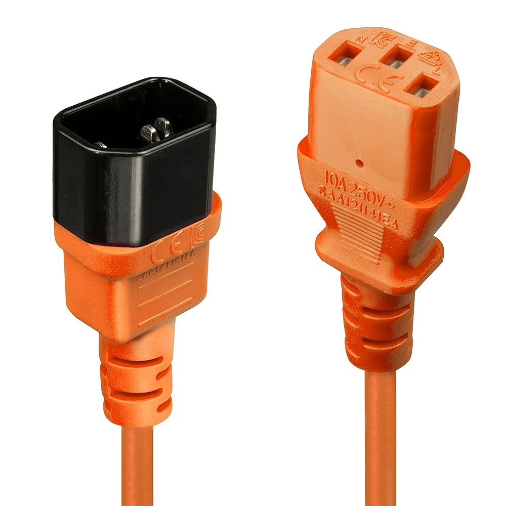 0.5m Netzverlängerungskabel C14 an C13, orange