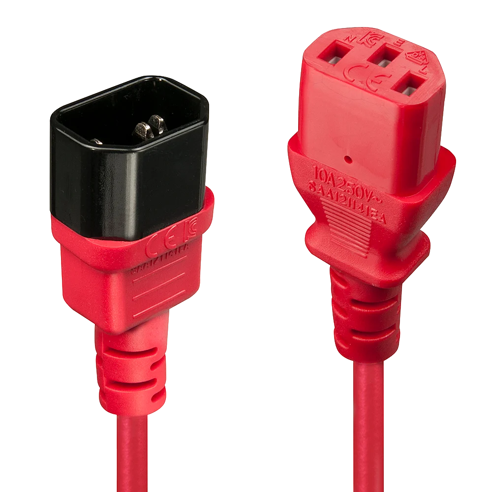 1m Netzverlängerungskabel C14 an C13, rot
