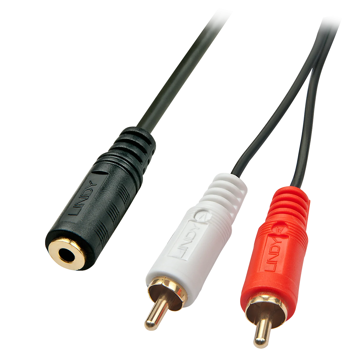 Premium Audio-Adapterkabel, 2x RCA (Cinch) an 3,5mm Klinkenstecker, 25cm