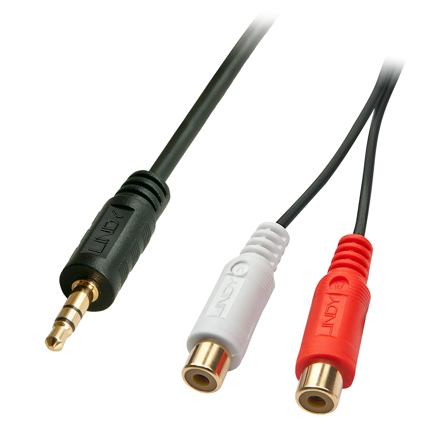 Premium Audio-Adapterkabel, 2x RCA (Cinch) Buchse an 3,5mm Klinkenstecker, 25cm