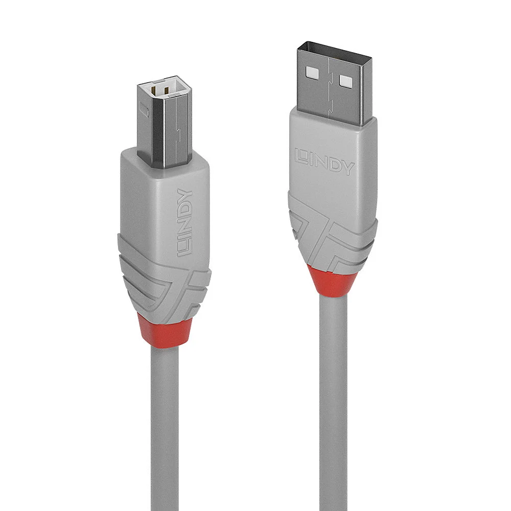 0.5m USB 2.0 Typ A an B Kabel, Anthra Line, Grau