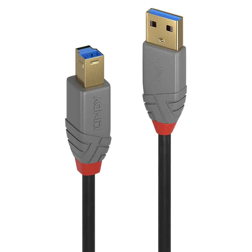 1m USB 3.2 Typ A an B Kabel, 5Gbit/s, Anthra Line