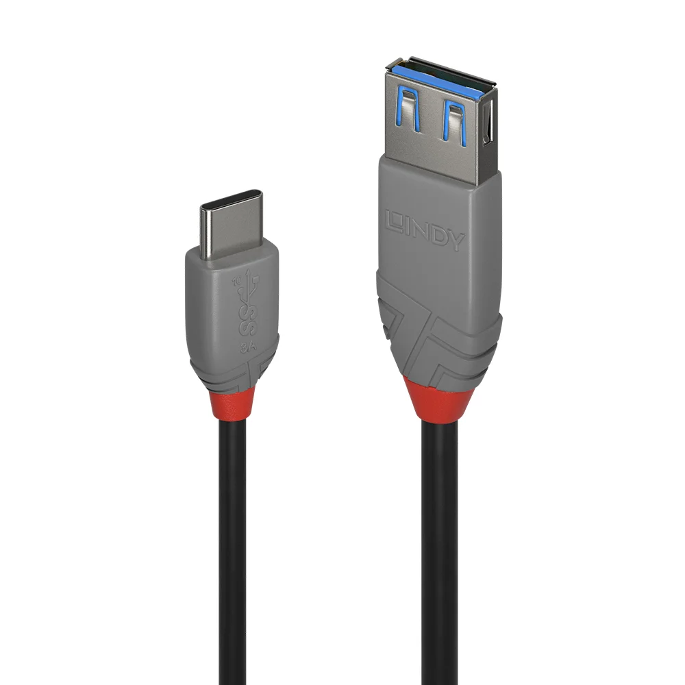 0.15m USB 3.2 Typ C an A Adapterkabel, 10Gbit/s, Anthra Line