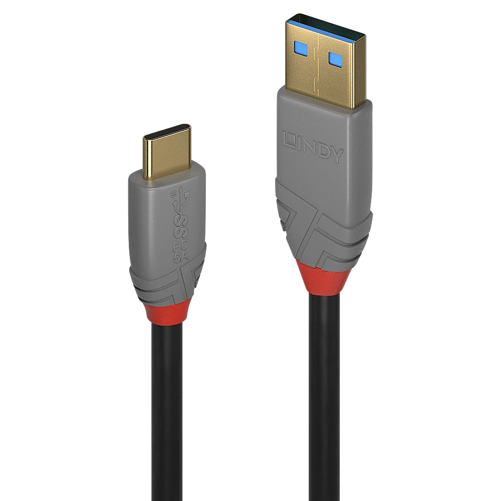 1m USB 3.2  Typ A an C Kabel, 10GBit/s, Anthra Line