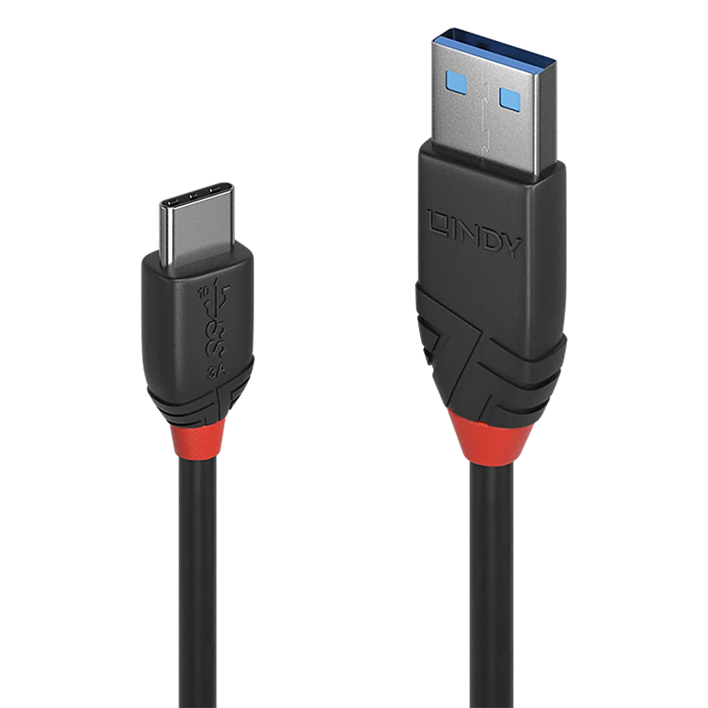 1.5m USB 3.2  Typ  A an C Kabel, 10GBit/s, Black Line