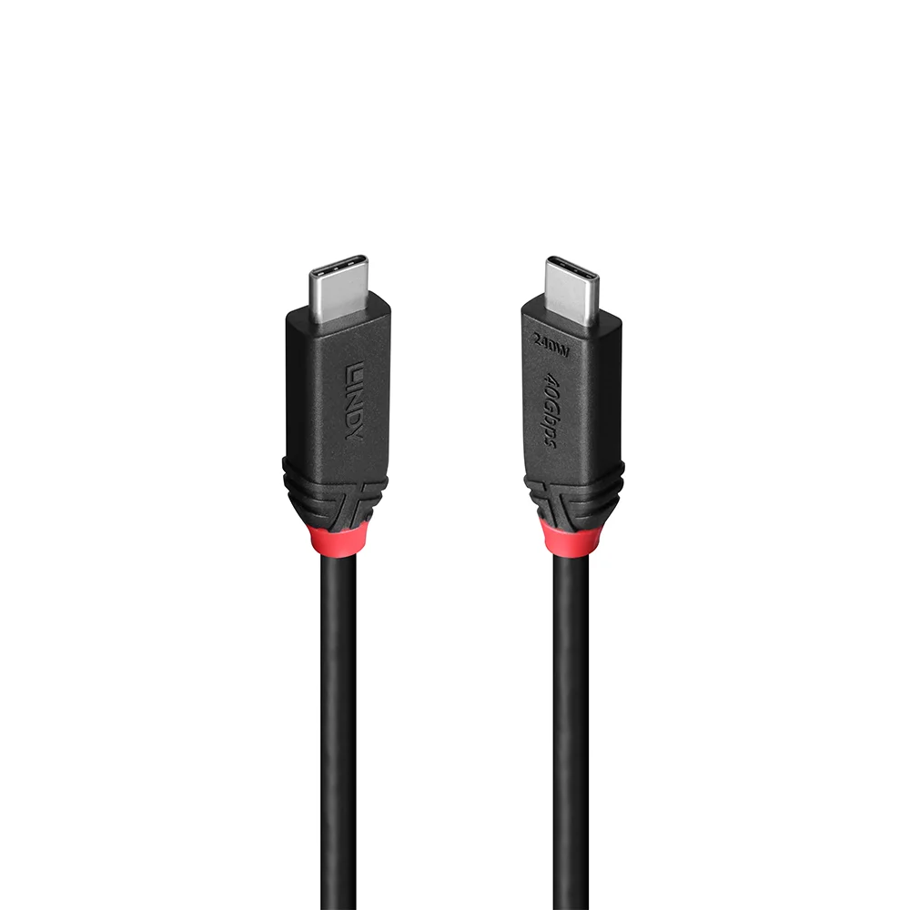 0.5m USB4 240W Typ C Kabel, 40Gbit/s, Black Line