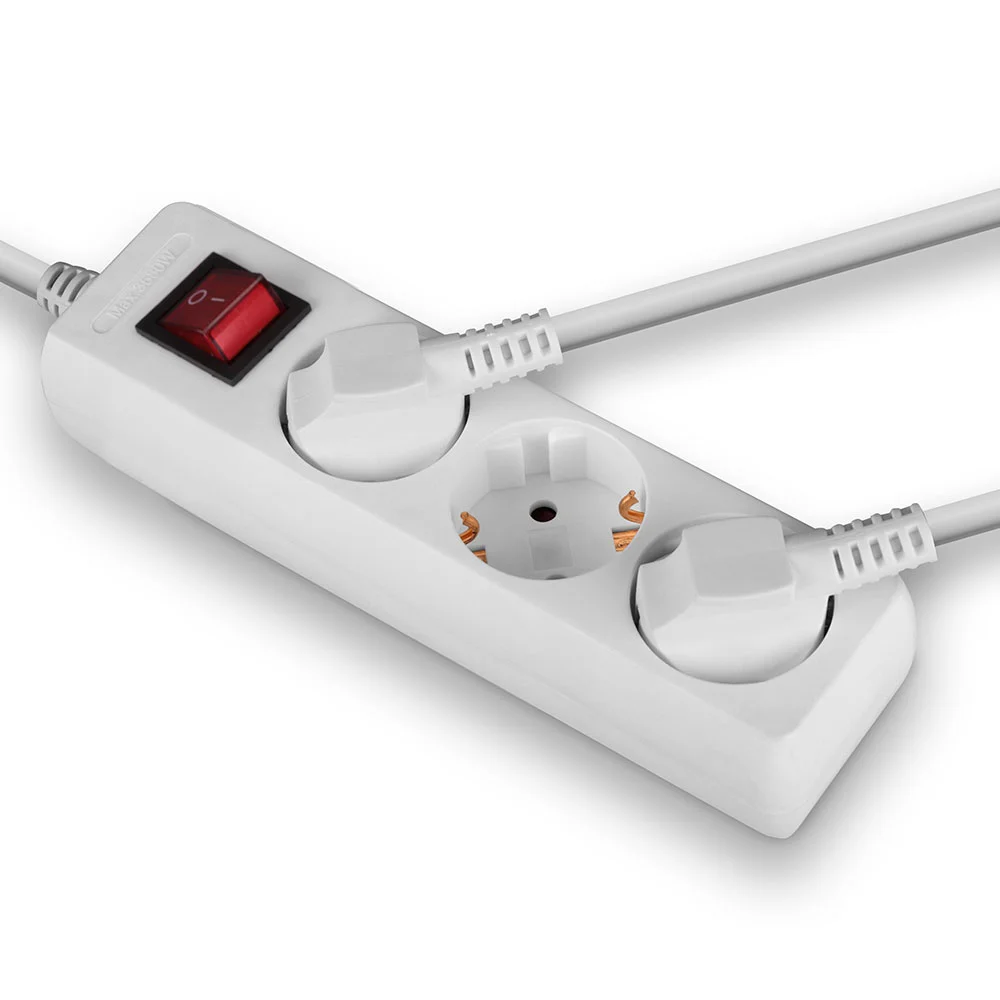 3-fach Schuko Steckdosenleiste mit Schalter, Weiß