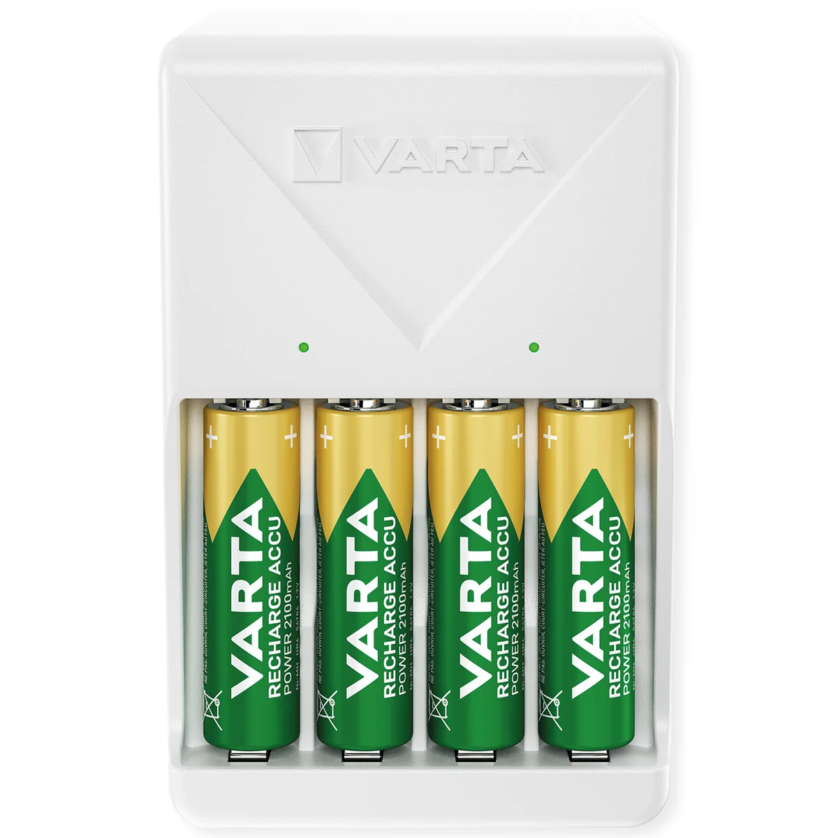 VARTA Ladegerät + 4 Akkus NH-AA, 2100mAh, Plug Charger inkl. Akkus, 4x Mignon AA, vorgeladen, sofort einsatzbereit