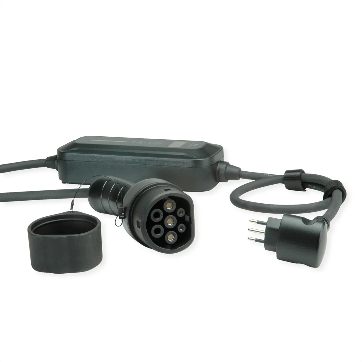 ROLINE Tragbares E-Auto Ladegerät, CEI23-50 (IT, Typ-L) & Typ2 Stecker, 1-phasig, Mode 2, 16 A, 3,6 kW, 7,5 m