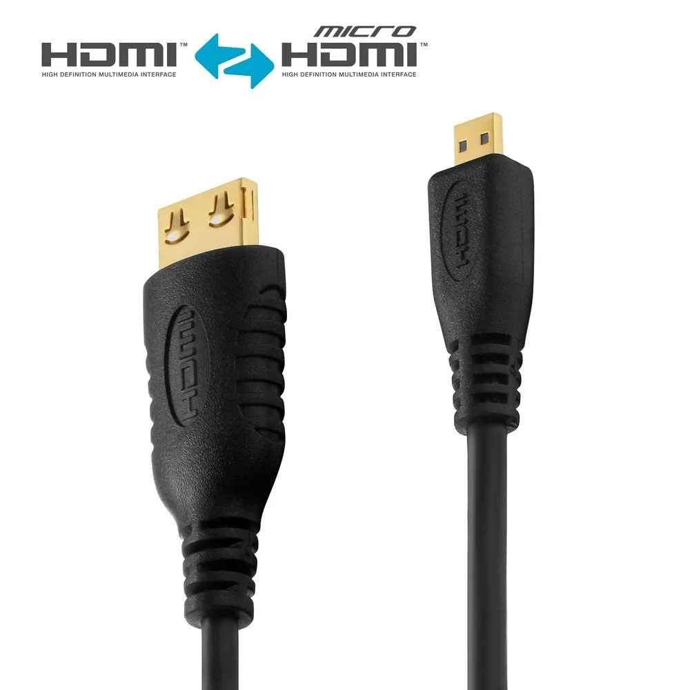 Zertifiziertes 4K Premium High Speed micro HDMI / HDMI Kabel - schwarz, 3.00m
