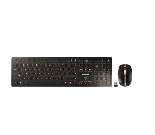 CHERRY Desktop DW 9100 SLIM [US/EU] WL AES black/copper BT Lithium Akku - wochenlange Nutzung ohne Aufladung