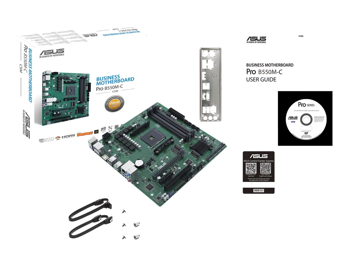 ASUS PRO B550M-C/CSM AM4 B550/2x DP-HDMI/2x M.2/24-7/µATX Business MB with enhanced security & eliability