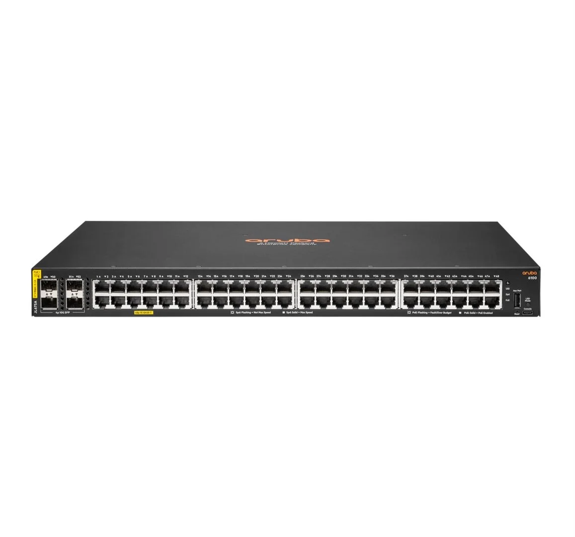 HPE Aruba Switch CX 6100 48G 4SFP+ 48xGBit/4xSFP+ PoE 370W JL675A