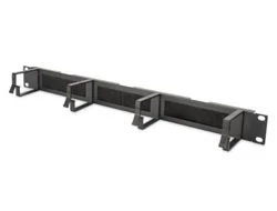 CABLE MANAGEMENT PANEL 19IN 1U BRUSH ENTRIES 4XCABLERINGS BLACK