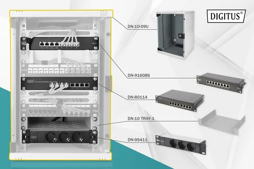 NETWORK SET 10IN-9U 312X300MM CABINET SHELF PDU 8P.S PATCHPAN.