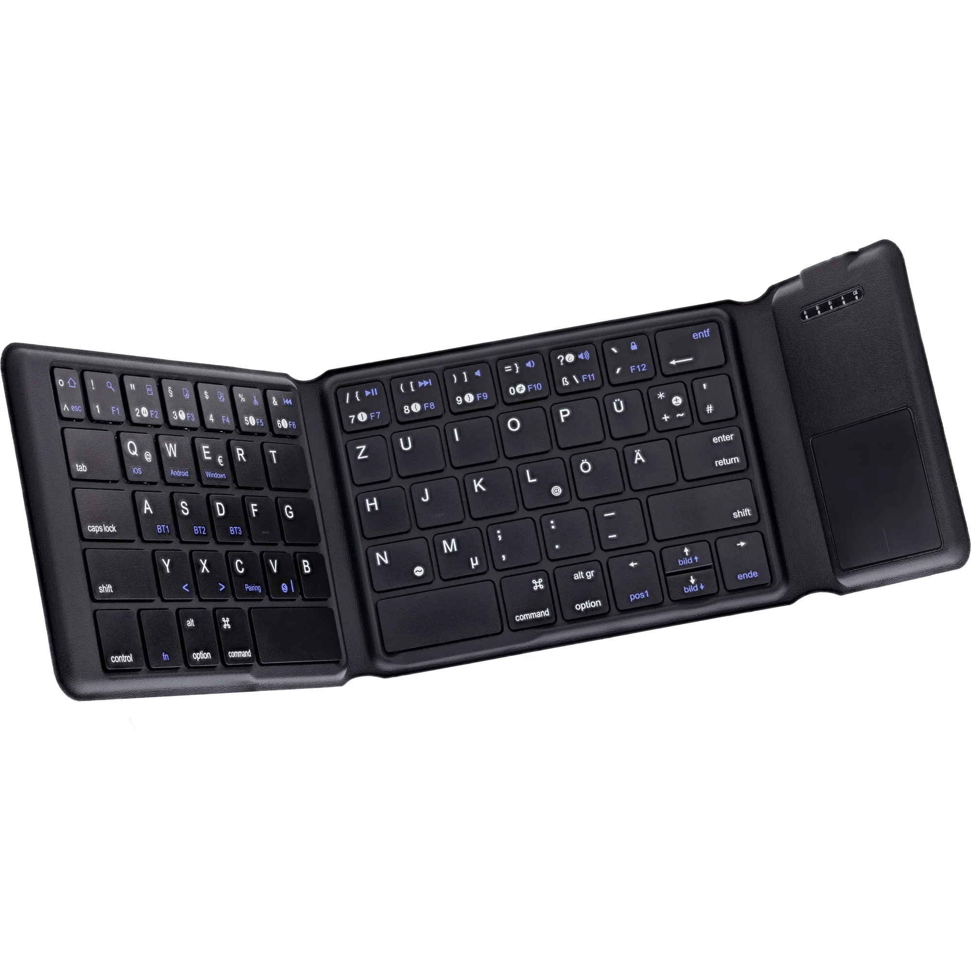 InLine® Faltbare Bluetooth Tastatur mit Touchpad, schwarz