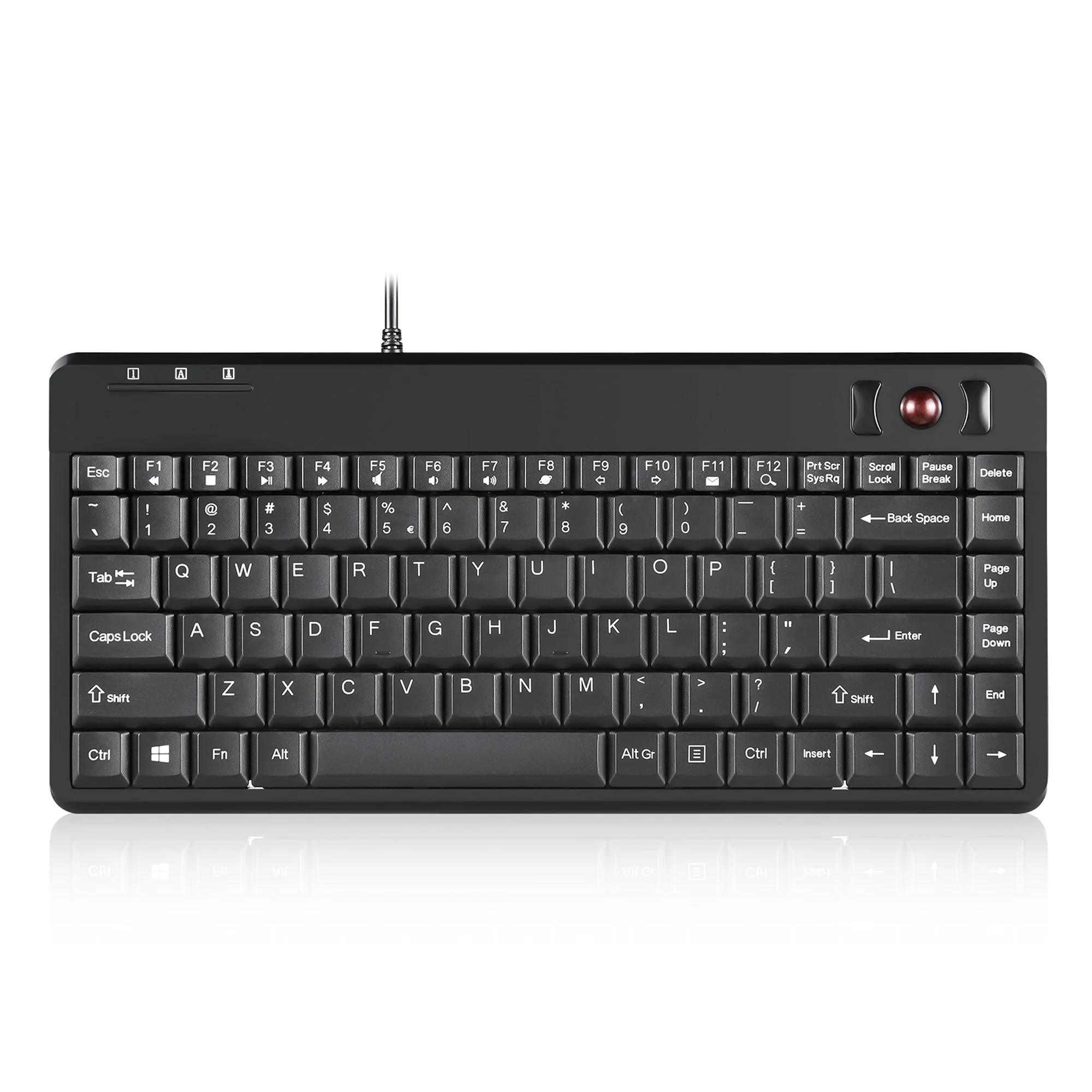 Perixx PERIBOARD-505H PLUS US, Mini USB-Tastatur, Trackball, Hub, schwarz