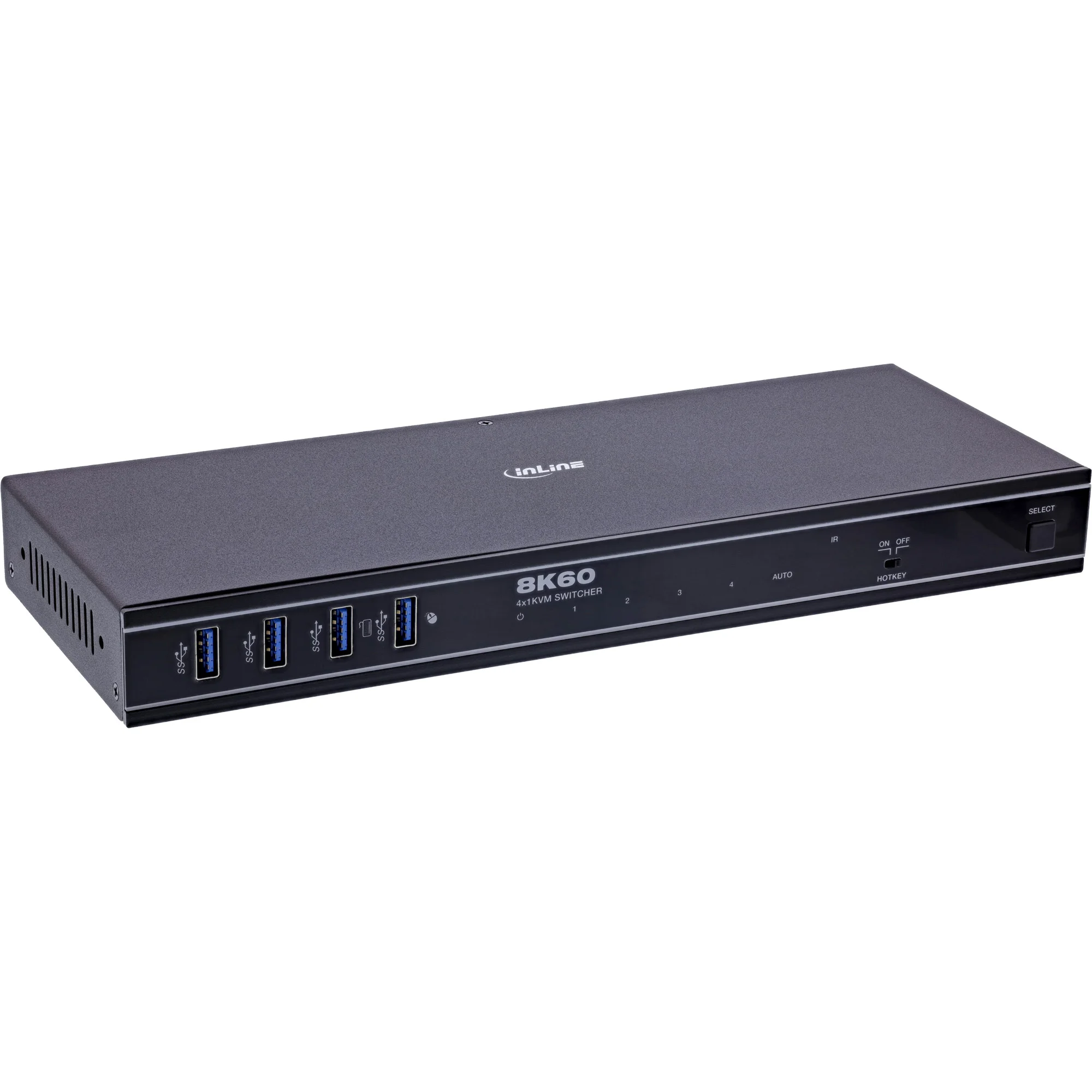 InLine® KVM Switch, 4-fach, HDMI, 8K@60Hz, USB 3.2, mit IR & RS-232