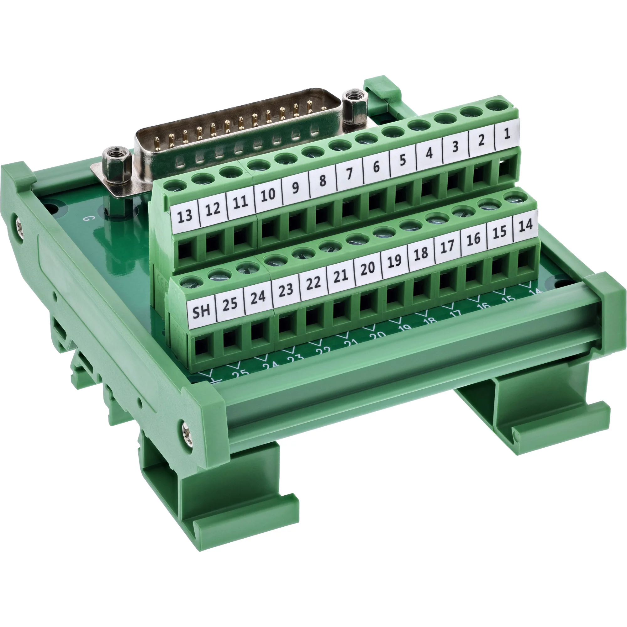 InLine® D-Sub 25 Terminalblock, Stecker, Schraubklemme, Hutschiene, nummeriert