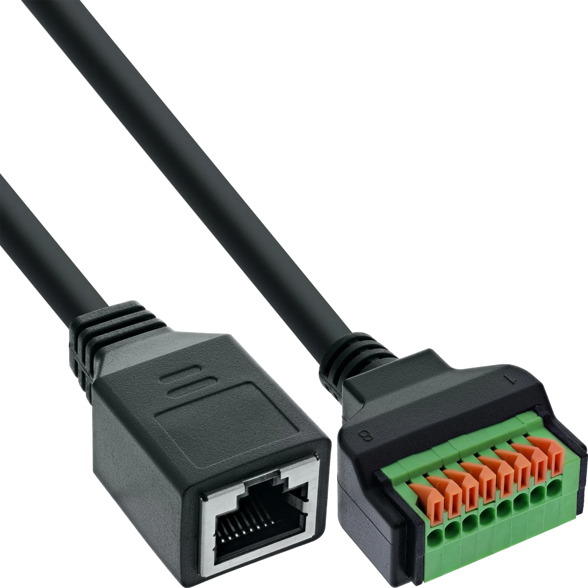 InLine® RJ45 Buchse an Push-In-Klemme, 8-polig, Cat.5e, 15cm Kabel