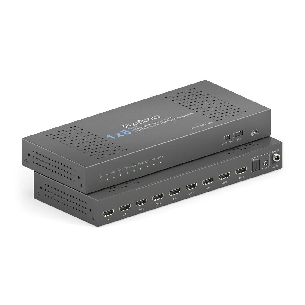 1x8 HDMI 2.1 Splitter - 48Gbps mit Scaler und Audio De-Embedding