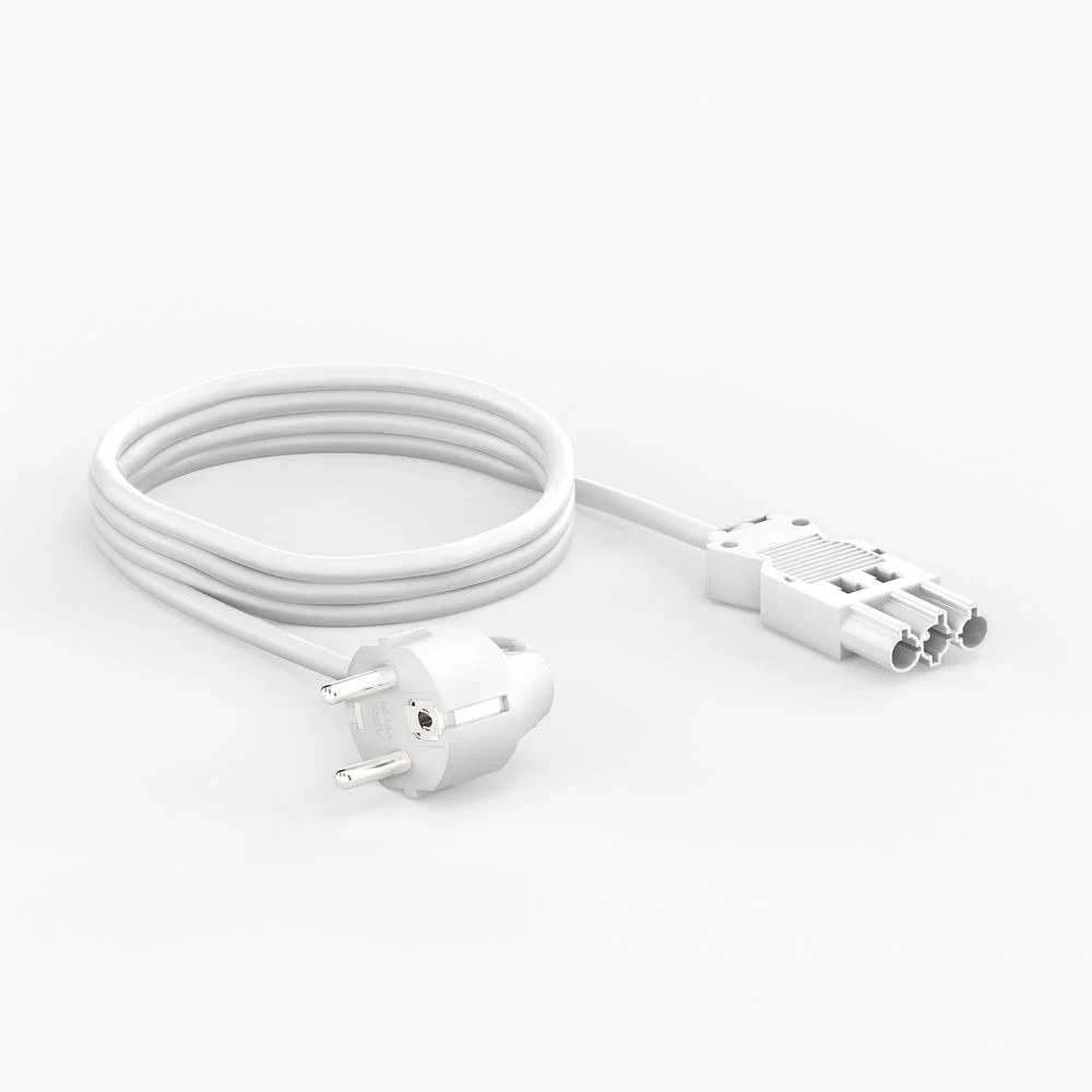 Sicherheitsstecker 90° auf GST18 Buchse Stromkabel - 3.00m, weiß
