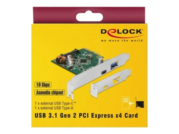 Delock PCIe x4  / 1x  USB Type-C (USB3.2 Gen2) + 1x USB Type-A (USB3.2 Gen2)