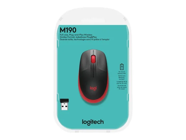 LOGI M190 Full-size wireless mouse Red