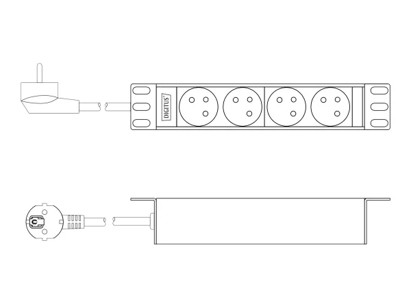DIGITUS 1U Aluminum PDU 254mm 25,4cm