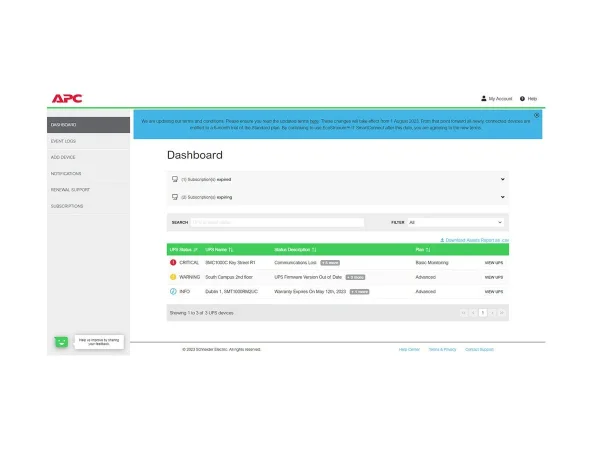 APC 1-UPS Standard 1Y Plan Smart Connect