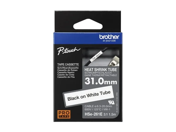 BROTHER Heat Shrink Tube Black on White