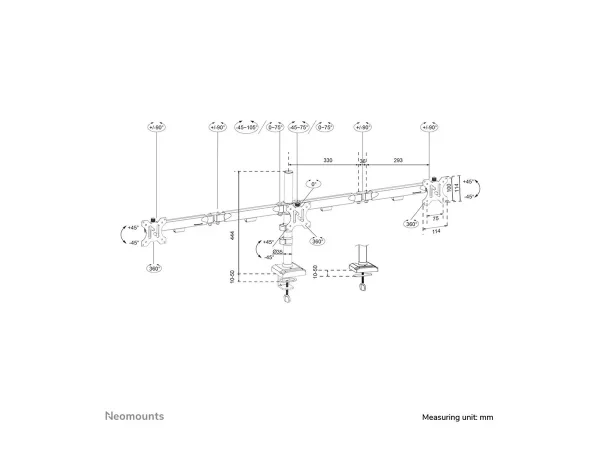 NEOMOUNTS NERO Triple Screen Desk Mount