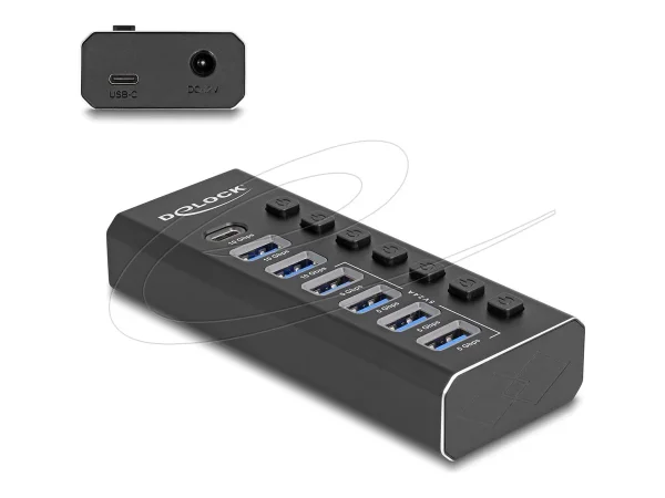 DELOCK 7 Port USB Hub mit 4 Ports
