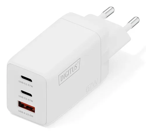 DIGITUS USB GaN Ladegerät 67W 2x USB-C