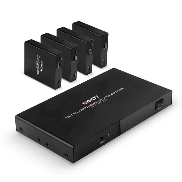4 Port HDMI 4K60 & IR Splitter Extender, 70m, Cat.6