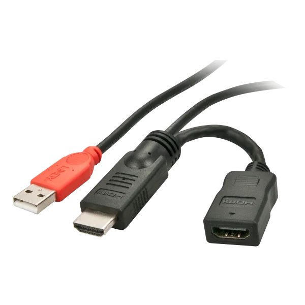 HDMI 1.4  M/F Stromeinspeisungsadapter mit USB Typ A Stecker (ca. 15cm)
