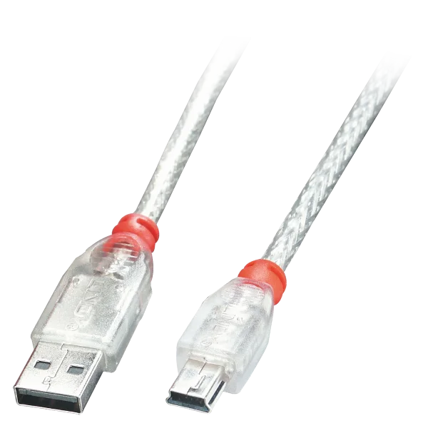 1m USB 2.0 Typ A an Mini-B Kabel, transparent