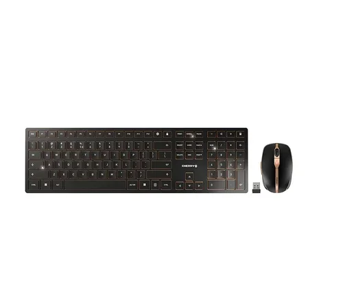 CHERRY Desktop DW 9100 SLIM [US/EU] WL AES black/copper BT Lithium Akku - wochenlange Nutzung ohne Aufladung