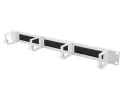 CABLE MANAGEMENT PANEL 19IN 1U BRUSH ENTRIES 4XCABLE RINGS GREY