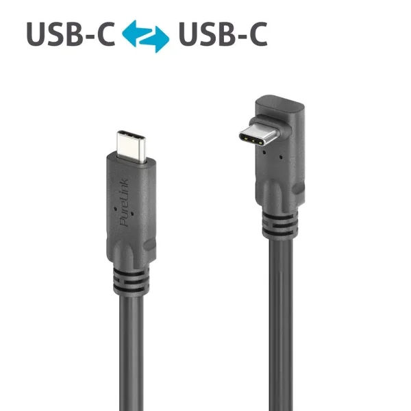 Premium USB 3.2 Gen1 Micro Coax USB-C / USB-C 90° (Up/Down) Kabel, 4,00m