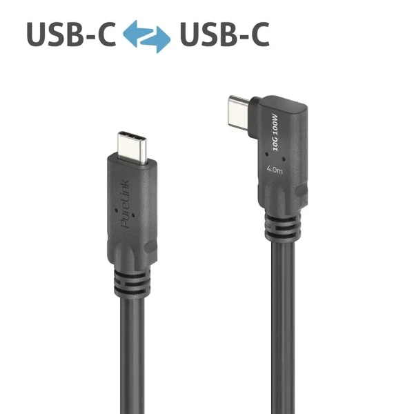Premium USB 3.2 Gen1 Micro-Coax USB-C 90° (links/rechts) Kabel, 4,00m