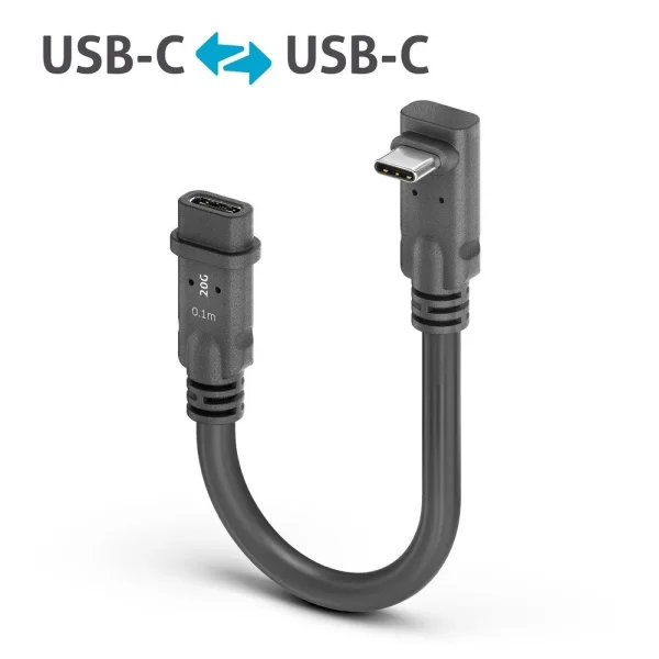Premium USB4 Gen2 Micro Coax USB-C M/F 90° (Up/Down) Portsaver
